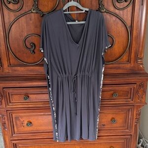 Spense Charcoal Gray Midi Dress with Sequin Accents